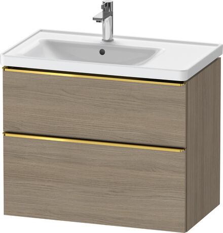 Vanity unit wall-mounted, DE4357034350000 Oak terra Matt, Decor, Handle Gold