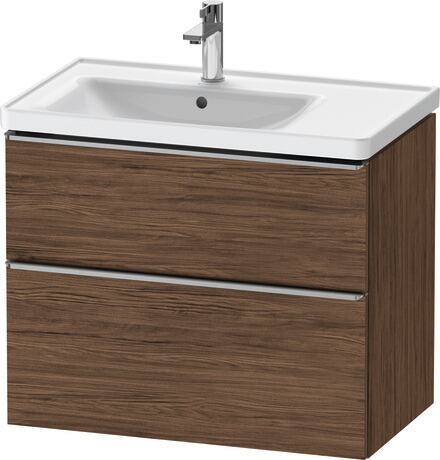 Vanity unit wall-mounted, DE4357070210000 Walnut dark Matt, Decor, Handle Stainless steel