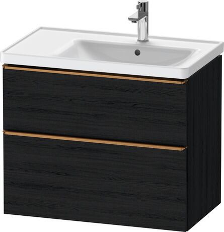 Vanity unit wall-mounted, DE4358004160000 Black oak Matt, Decor, Handle Bronze