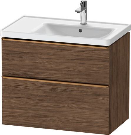 Vanity unit wall-mounted, DE4358004210000 Walnut dark Matt, Decor, Handle Bronze