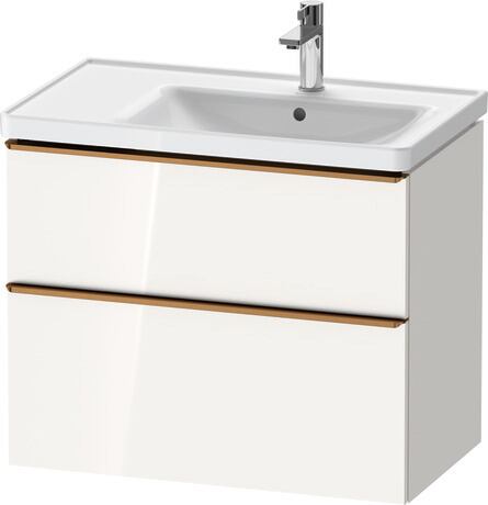 Vanity unit wall-mounted, DE4358004220000 White High Gloss, Decor, Handle Bronze