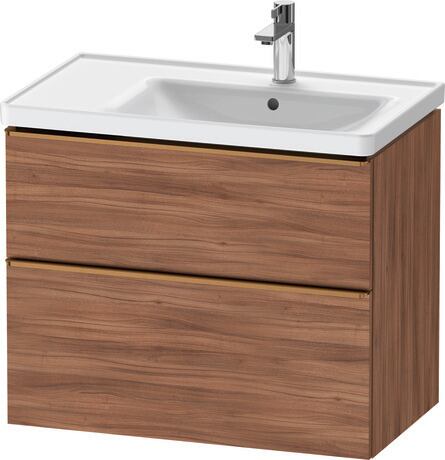 Vanity unit wall-mounted, DE4358004790000 Walnut Matt, Decor, Handle Bronze