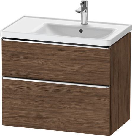 Vanity unit wall-mounted, DE4358010210000 Walnut dark Matt, Decor, Handle Chrome