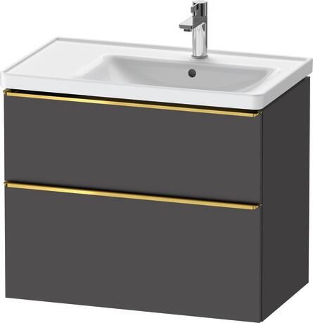 Vanity unit wall-mounted, DE4358034490000 Graphite Matt, Decor, Handle Gold