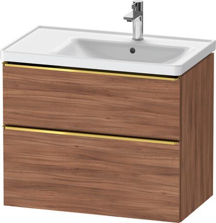 Vanity unit wall-mounted, DE4358034790000 Walnut Matt, Decor, Handle Gold