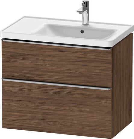 Vanity unit wall-mounted, DE4358070210000 Walnut dark Matt, Decor, Handle Stainless steel