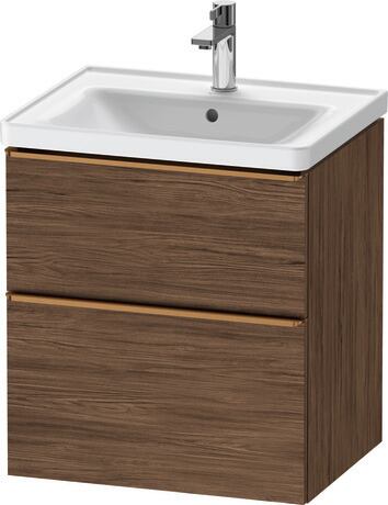 Vanity unit wall-mounted, DE4359004210000 Walnut dark Matt, Decor, Handle Bronze