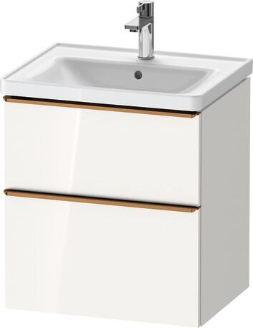 Vanity unit wall-mounted, DE4359004220000 White High Gloss, Decor, Handle Bronze