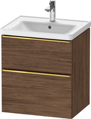 Vanity unit wall-mounted, DE4359034210000 Walnut dark Matt, Decor, Handle Gold