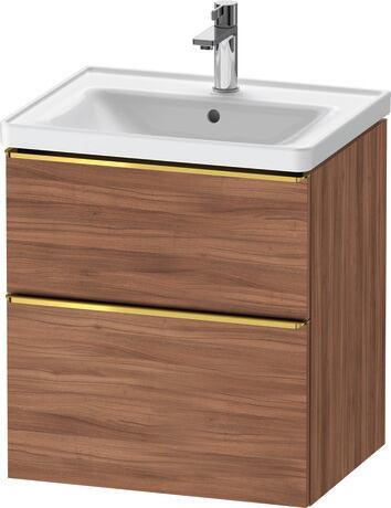 Vanity unit wall-mounted, DE4359034790000 Walnut Matt, Decor, Handle Gold