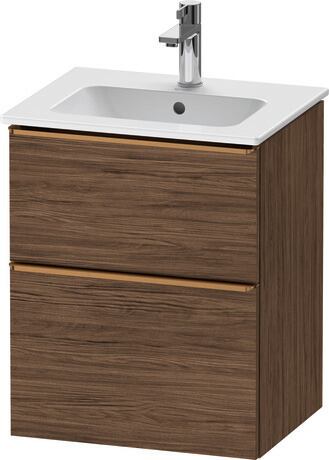 Vanity unit wall-mounted, DE4360004210000 Walnut dark Matt, Decor, Handle Bronze