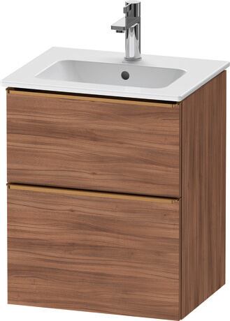 Vanity unit wall-mounted, DE4360004790000 Walnut Matt, Decor, Handle Bronze