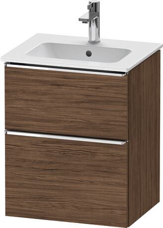 Vanity unit wall-mounted, DE4360010210000 Walnut dark Matt, Decor, Handle Chrome