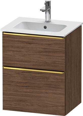 Vanity unit wall-mounted, DE4360034210000 Walnut dark Matt, Decor, Handle Gold