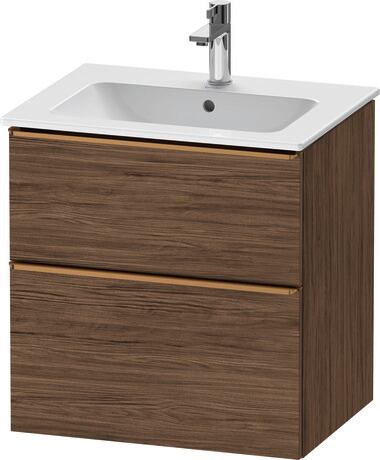 Vanity unit wall-mounted, DE4361004210000 Walnut dark Matt, Decor, Handle Bronze