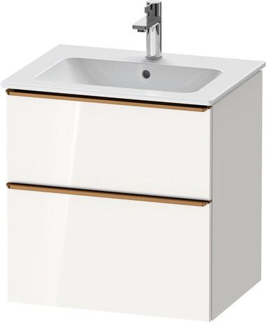 Vanity unit wall-mounted, DE4361004220000 White High Gloss, Decor, Handle Bronze