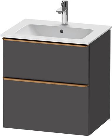 Vanity unit wall-mounted, DE4361004490000 Graphite Matt, Decor, Handle Bronze