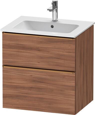 Vanity unit wall-mounted, DE4361004790000 Walnut Matt, Decor, Handle Bronze