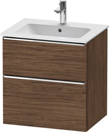 Vanity unit wall-mounted, DE4361010210000 Walnut dark Matt, Decor, Handle Chrome