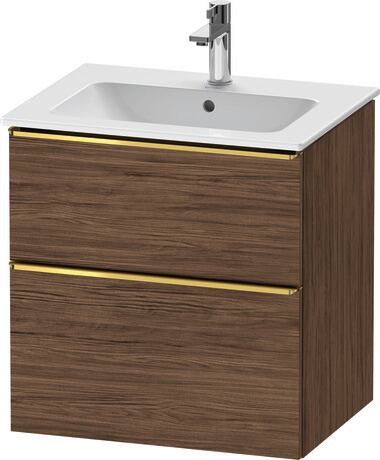 Vanity unit wall-mounted, DE4361034210000 Walnut dark Matt, Decor, Handle Gold