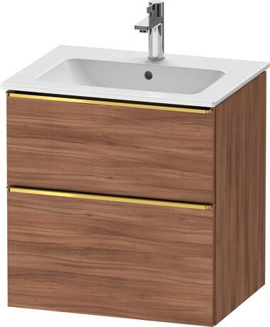 Vanity unit wall-mounted, DE4361034790000 Walnut Matt, Decor, Handle Gold