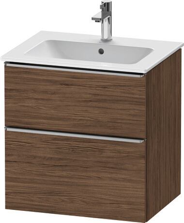 Vanity unit wall-mounted, DE4361070210000 Walnut dark Matt, Decor, Handle Stainless steel