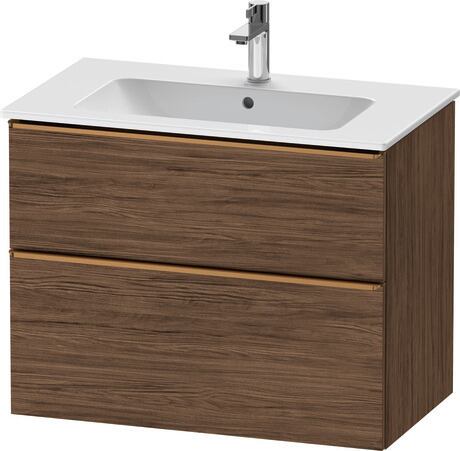 Vanity unit wall-mounted, DE4362004210000 Walnut dark Matt, Decor, Handle Bronze