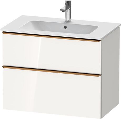 Vanity unit wall-mounted, DE4362004220000 White High Gloss, Decor, Handle Bronze