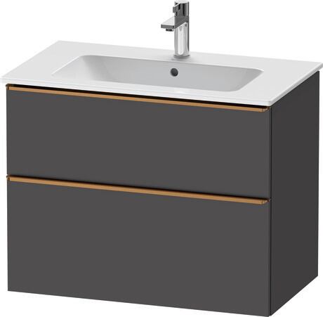 Vanity unit wall-mounted, DE4362004490000 Graphite Matt, Decor, Handle Bronze