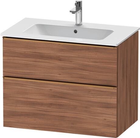 Vanity unit wall-mounted, DE4362004790000 Walnut Matt, Decor, Handle Bronze