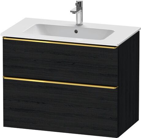 Vanity unit wall-mounted, DE4362034160000 Black oak Matt, Decor, Handle Gold