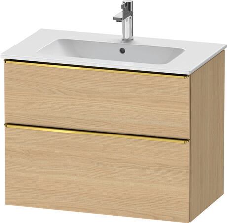 Vanity unit wall-mounted, DE4362034300000 Natural oak Matt, Decor, Handle Gold