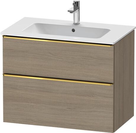 Vanity unit wall-mounted, DE4362034350000 Oak terra Matt, Decor, Handle Gold