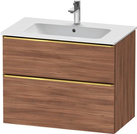 Vanity unit wall-mounted, DE4362034790000 Walnut Matt, Decor, Handle Gold