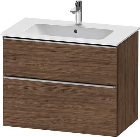 Vanity unit wall-mounted, DE4362070210000 Walnut dark Matt, Decor, Handle Stainless steel