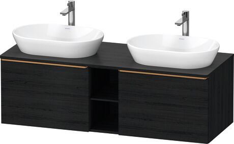 Console vanity unit wall-mounted, DE4950B04160000 Black oak Matt, Decor, Handle Bronze