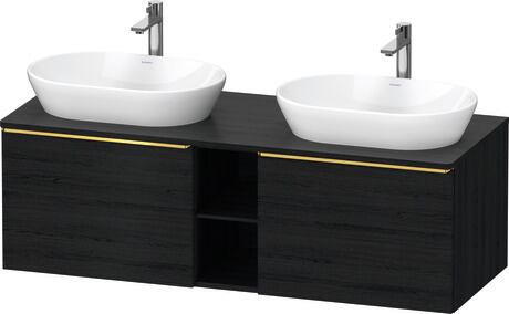 Console vanity unit wall-mounted, DE4950B34160000 Black oak Matt, Decor, Handle Gold