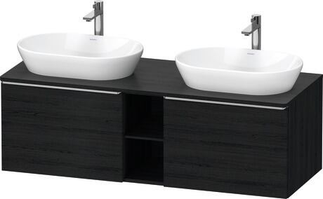 Console vanity unit wall-mounted, DE4950B70160000 Black oak Matt, Decor, Handle Stainless steel