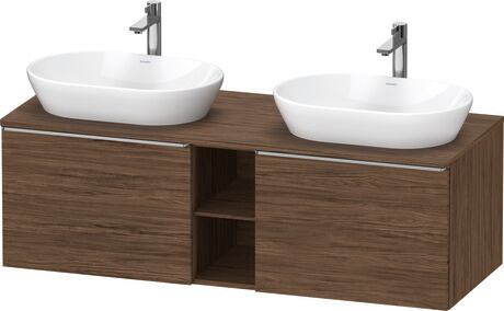 Console vanity unit wall-mounted, DE4950B70210000 Walnut dark Matt, Decor, Handle Stainless steel