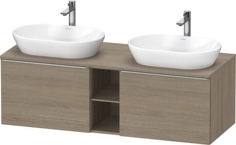 Console vanity unit wall-mounted, DE4950B70350000 Oak terra Matt, Decor, Handle Stainless steel