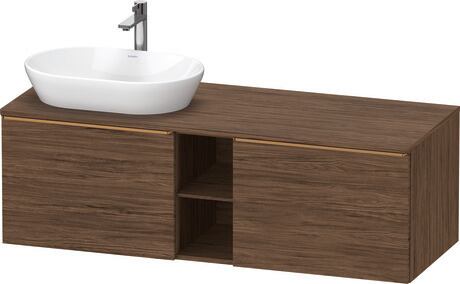 Console vanity unit wall-mounted, DE4950L04210000 Walnut dark Matt, Decor, Handle Bronze