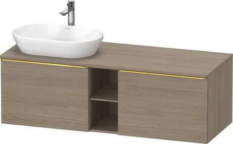 Console vanity unit wall-mounted, DE4950L34350000 Oak terra Matt, Decor, Handle Gold