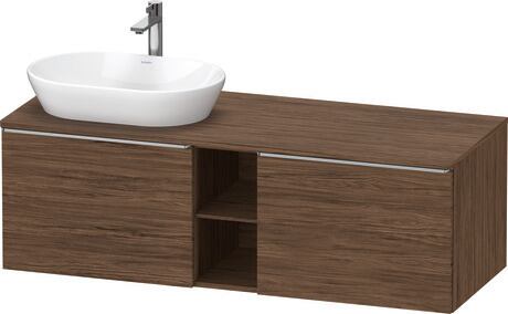 Console vanity unit wall-mounted, DE4950L70210000 Walnut dark Matt, Decor, Handle Stainless steel