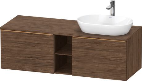 Console vanity unit wall-mounted, DE4950R04210000 Walnut dark Matt, Decor, Handle Bronze