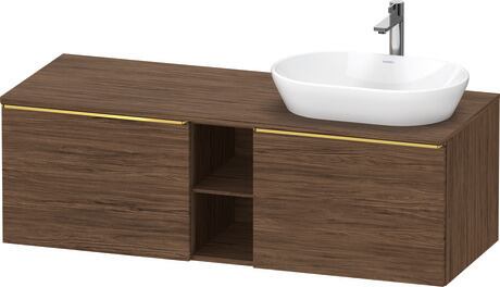 Console vanity unit wall-mounted, DE4950R34210000 Walnut dark Matt, Decor, Handle Gold