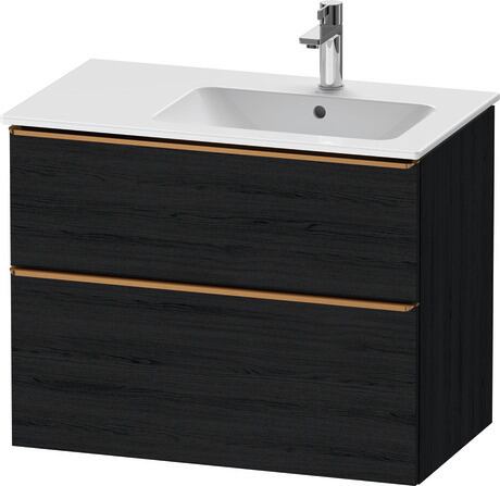 Vanity unit wall-mounted, DE4367004160000 Black oak Matt, Decor, Handle Bronze