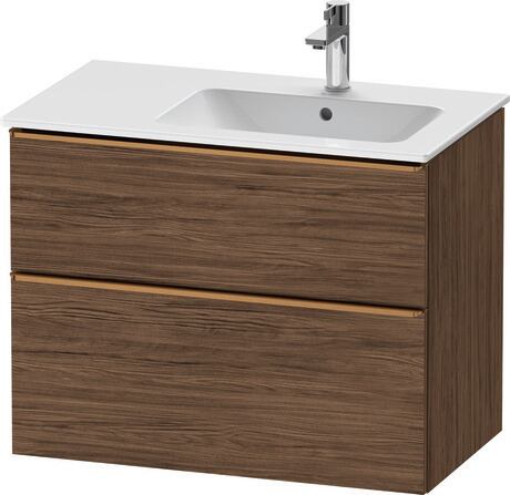 Vanity unit wall-mounted, DE4367004210000 Walnut dark Matt, Decor, Handle Bronze