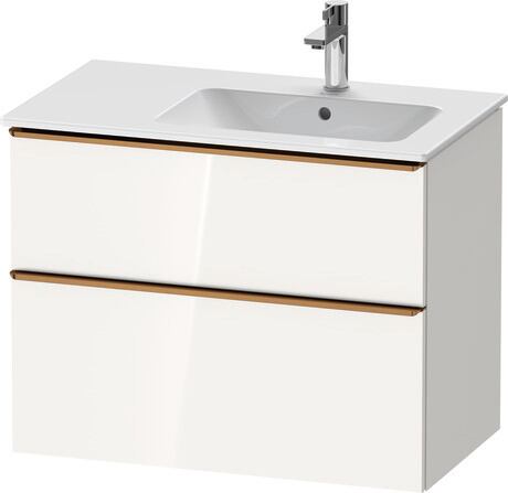 Vanity unit wall-mounted, DE4367004220000 White High Gloss, Decor, Handle Bronze