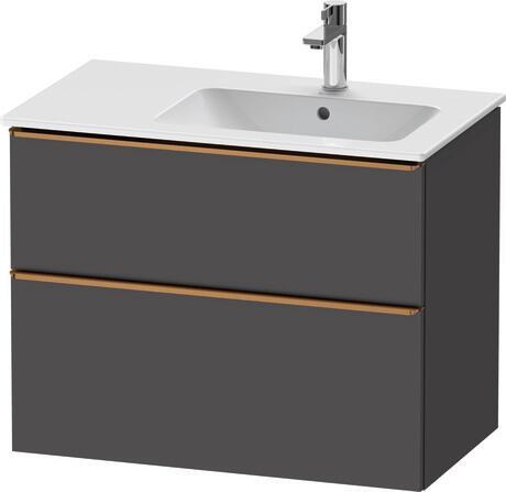 Vanity unit wall-mounted, DE4367004490000 Graphite Matt, Decor, Handle Bronze