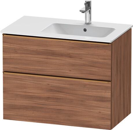 Vanity unit wall-mounted, DE4367004790000 Walnut Matt, Decor, Handle Bronze